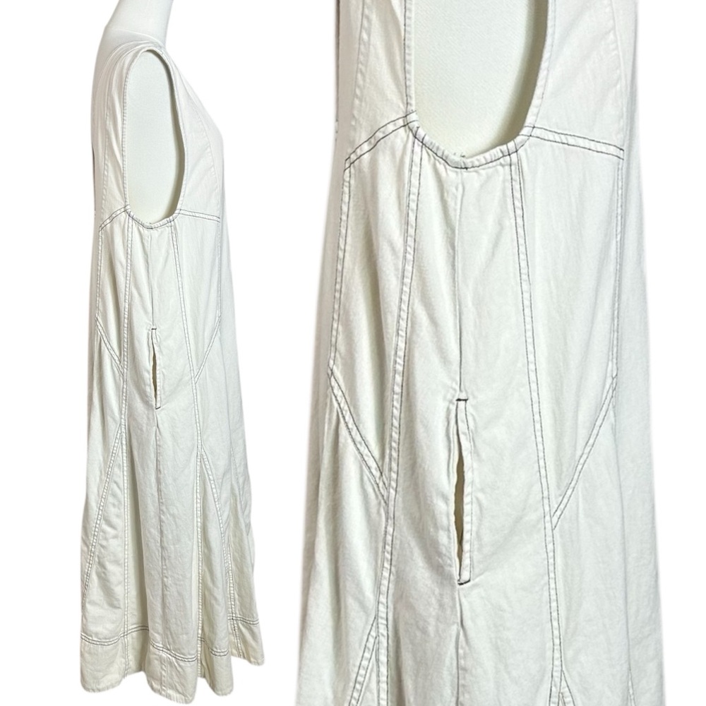 Free People Santino Denim Zip Front Midi Dress in Ecru Size Large Minimalist - Picture 13 of 16